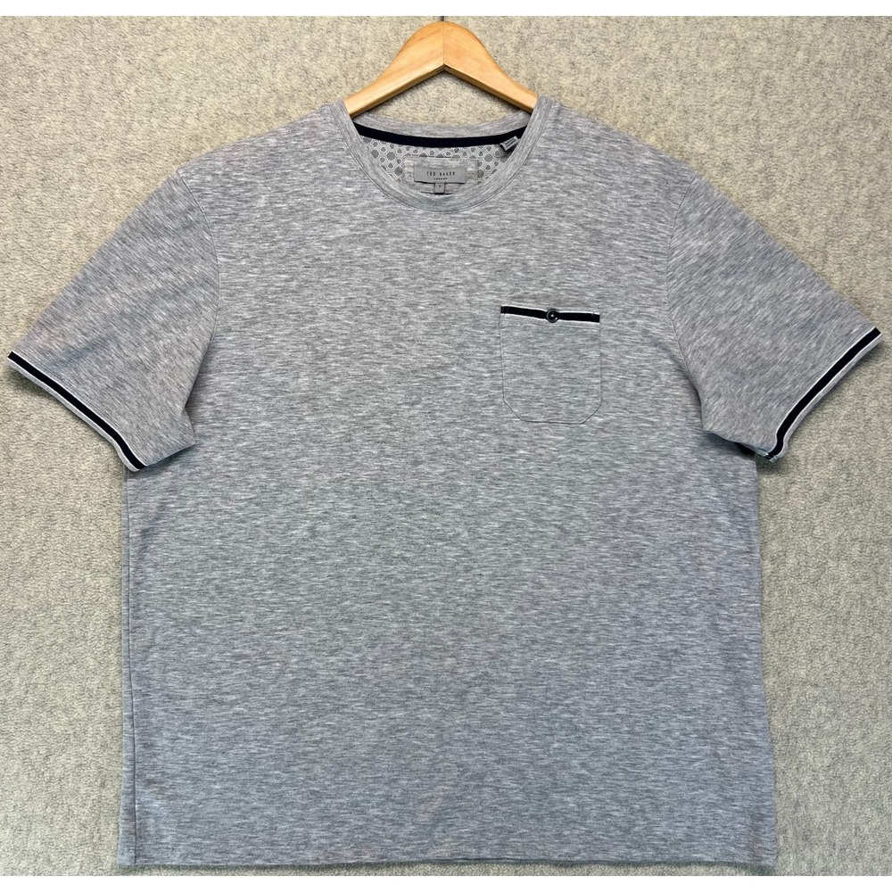 Ted Baker London Mens T-Shirt Heathered Gray Crew Neck Short‎ Sleeve 7 US 3XL